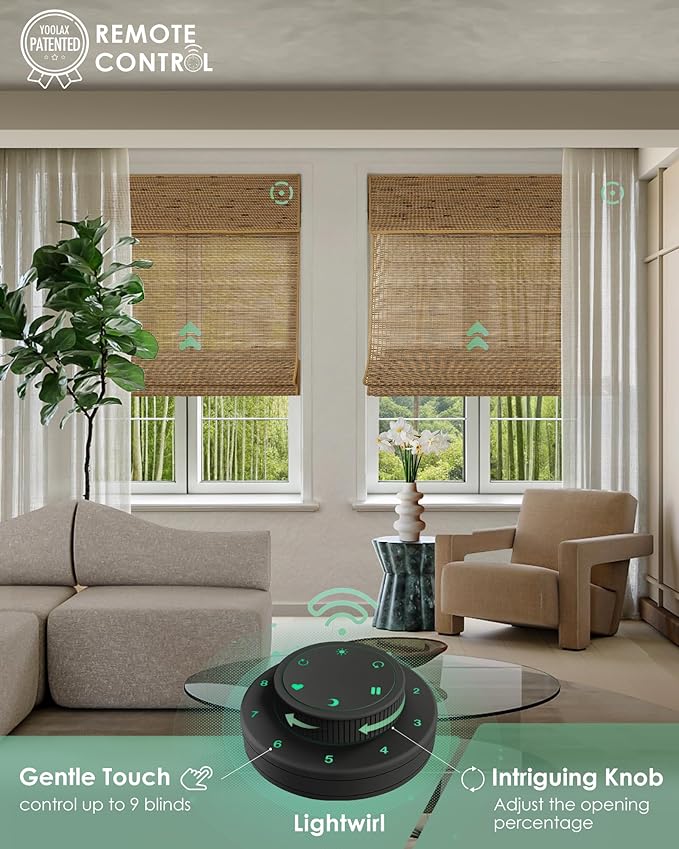 Yoolax Motorized Bamboo Roman Shades with Remote