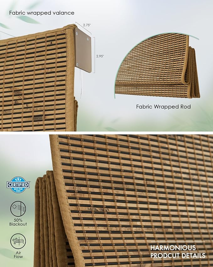 Yoolax Motorized Bamboo Roman Shades with Remote